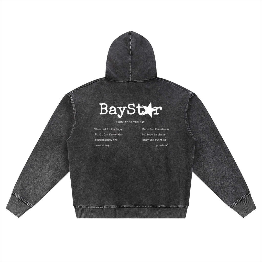 Snow Wash Oversized Zip-Up Hoodie
