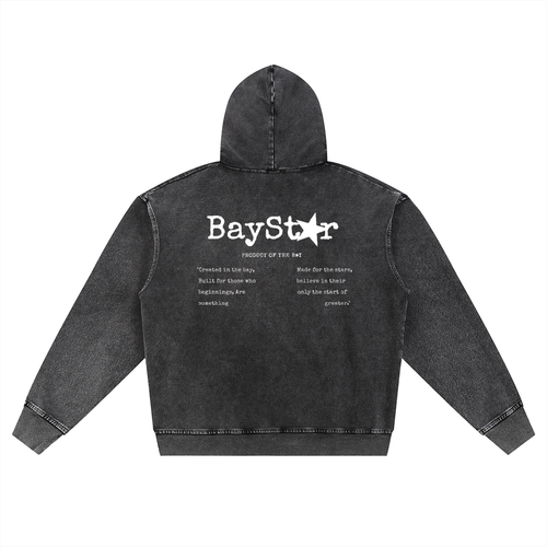 Snow Wash Oversized Zip-Up Hoodie